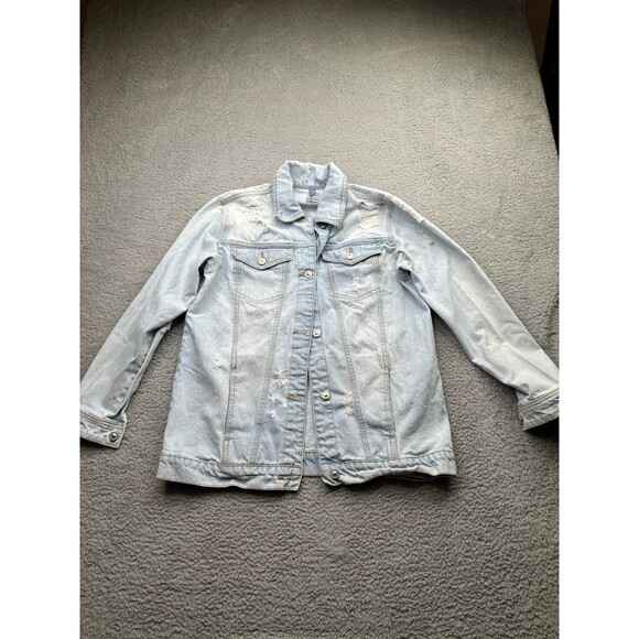Stradivarius destructed Denim jacket size large - Picture 1 of 12